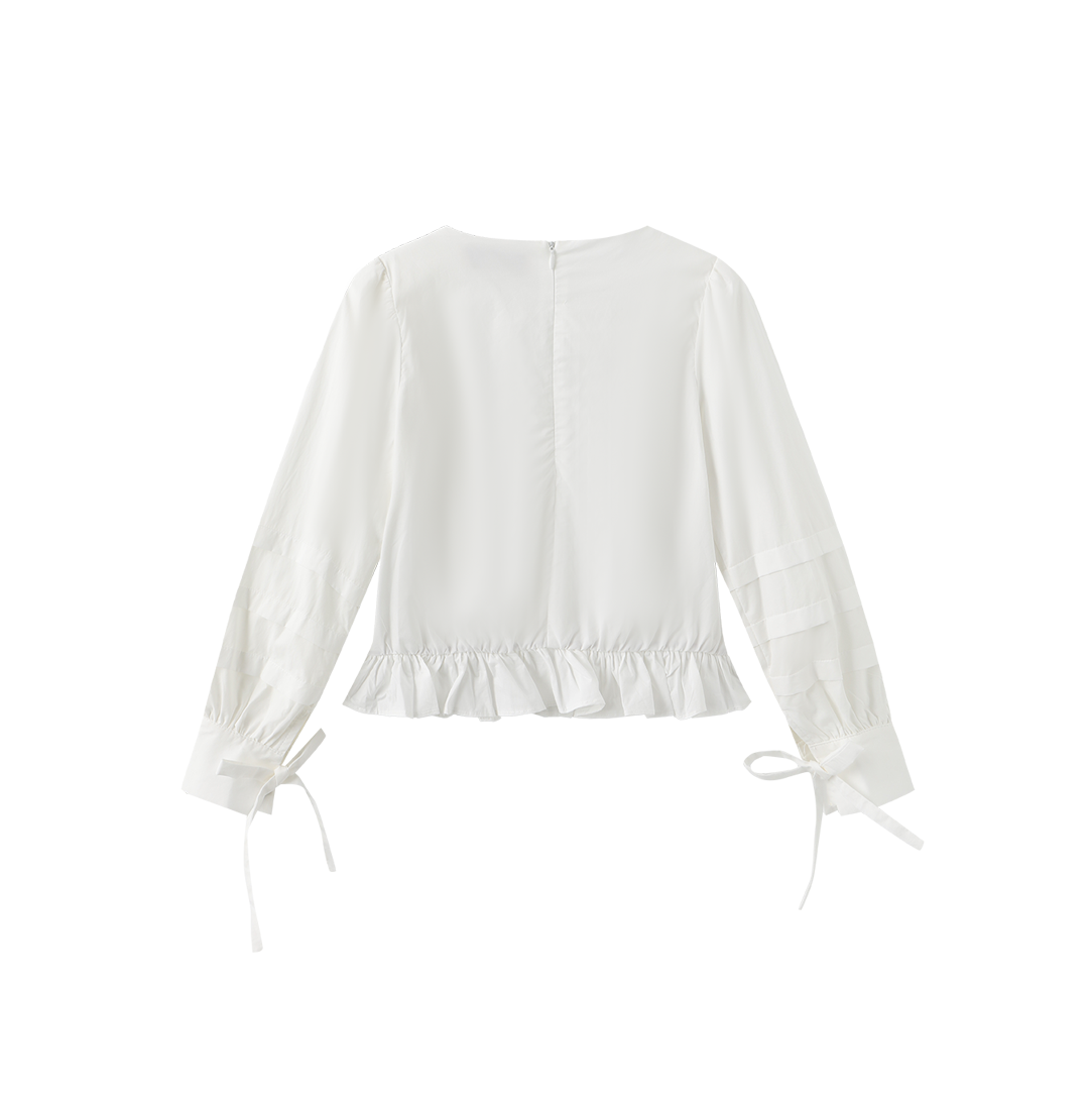 Sef Poplin Smocking Detail Blouse