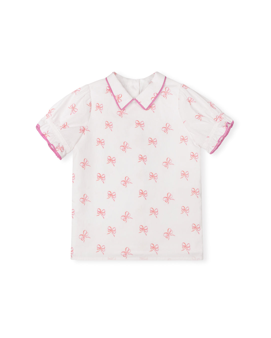 Bow Printed Trim Blouse