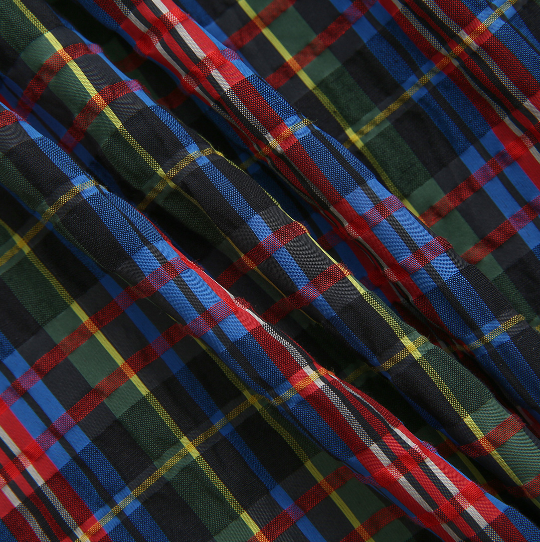 Plaid Bumpy Smocked Dress