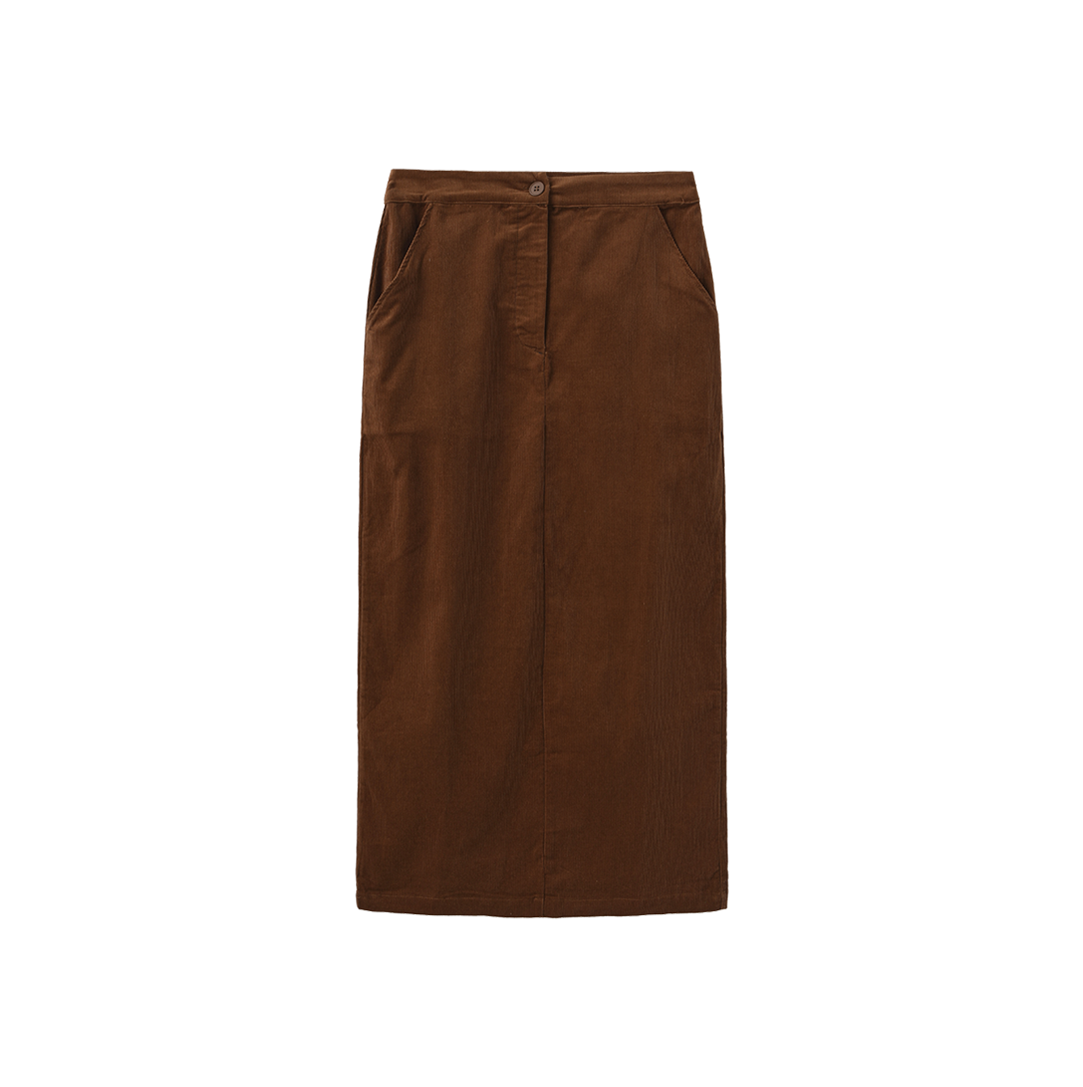 Corduroy Front Fly Straight Skirt