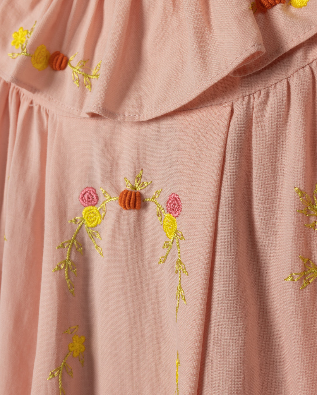 Textured Cotton Ruffle Collar Dress