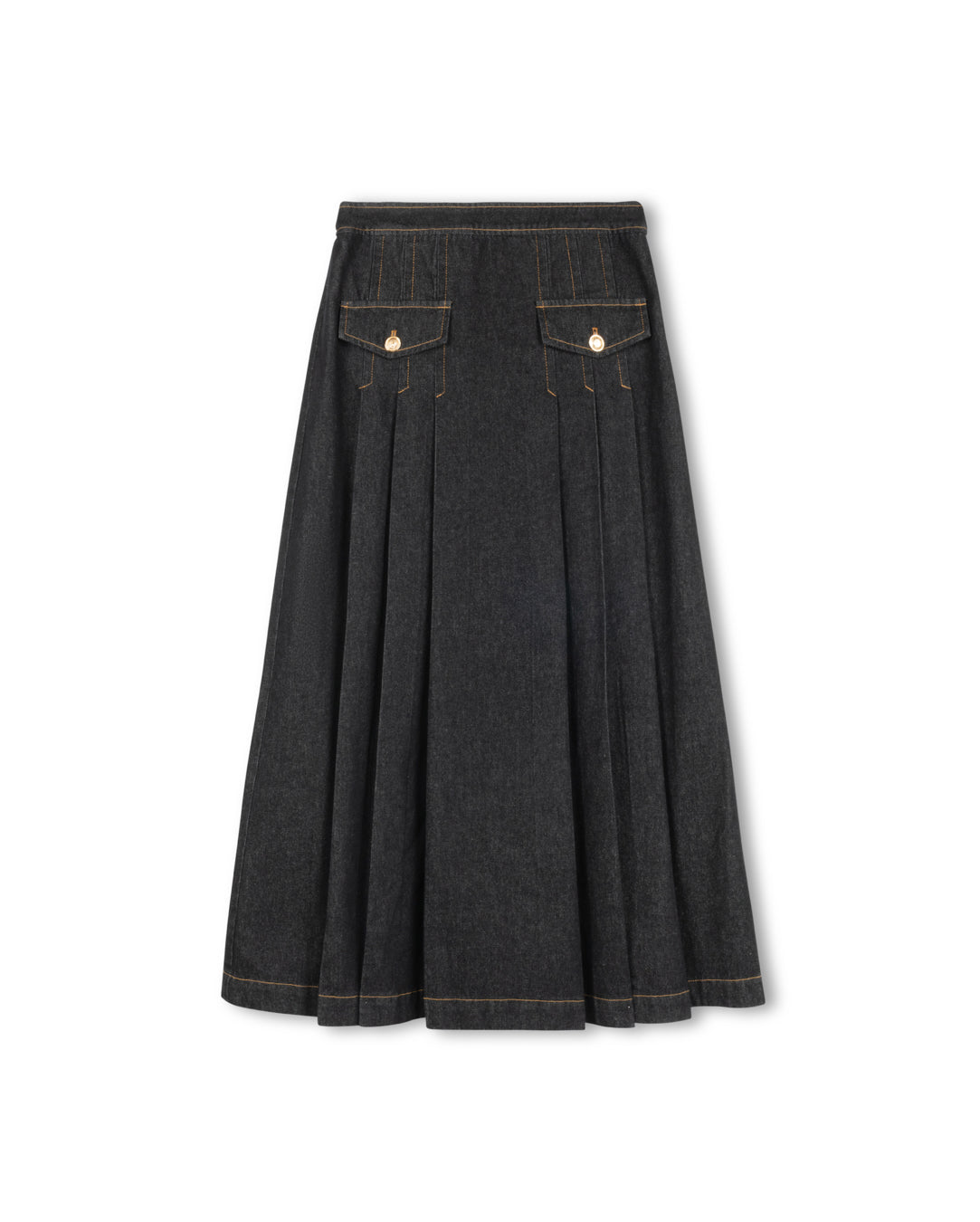 Center Pleat Pocket Denim Skirt - Junees
