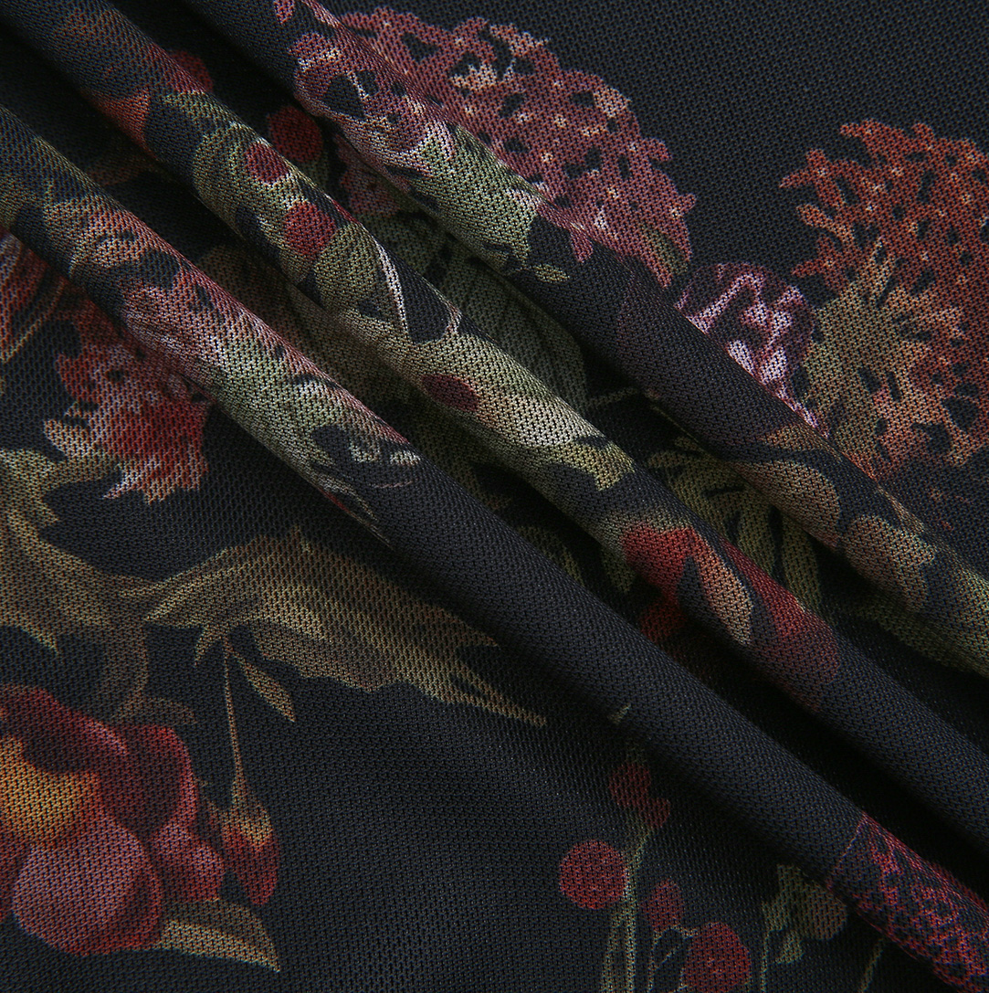 Kendal Mesh Floral Printed Turtleneck