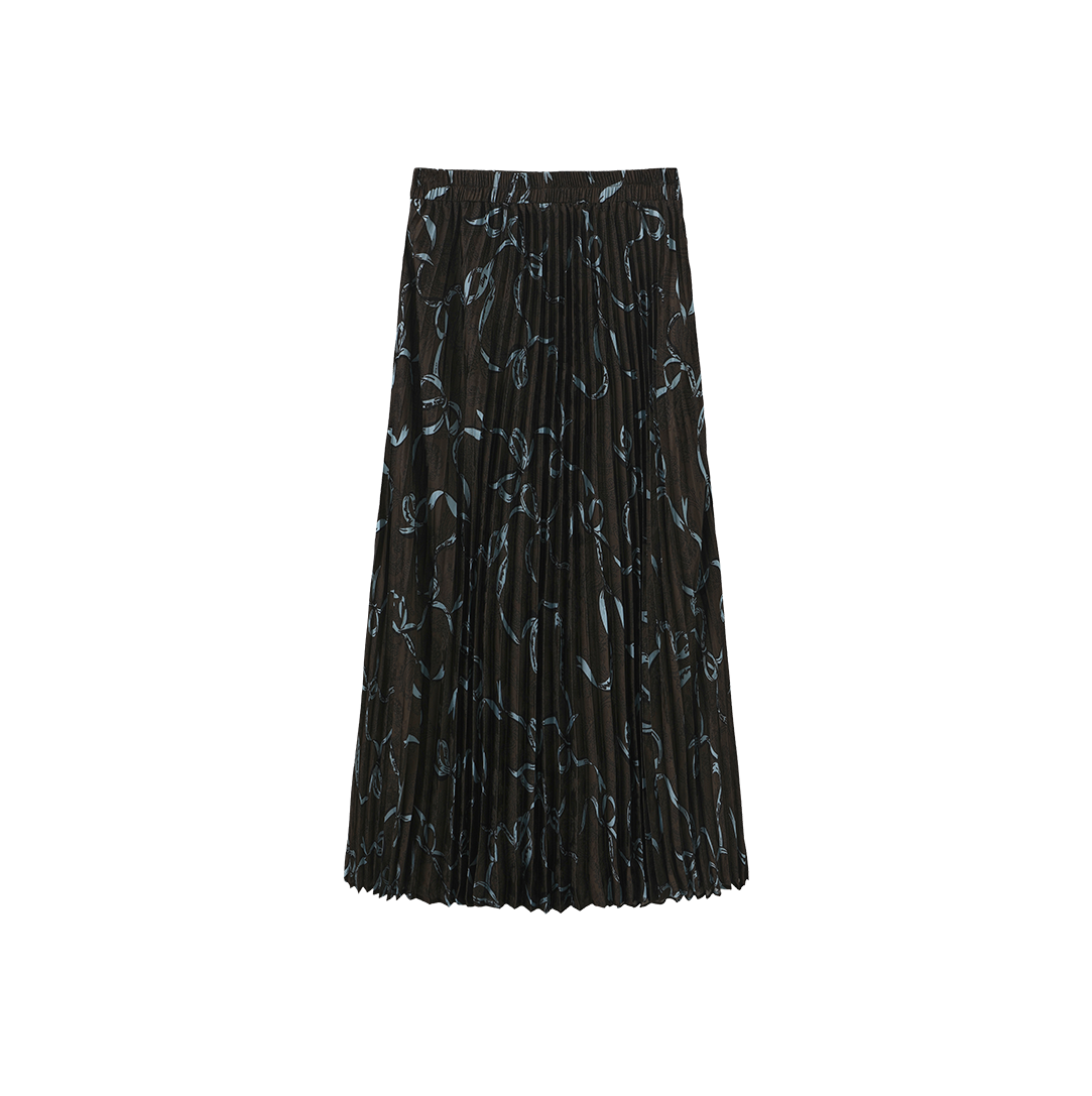 Printed Pleated Elastic Skirt