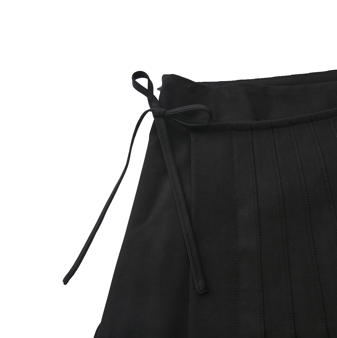Diagonal Solid Wrap Wool Skirt