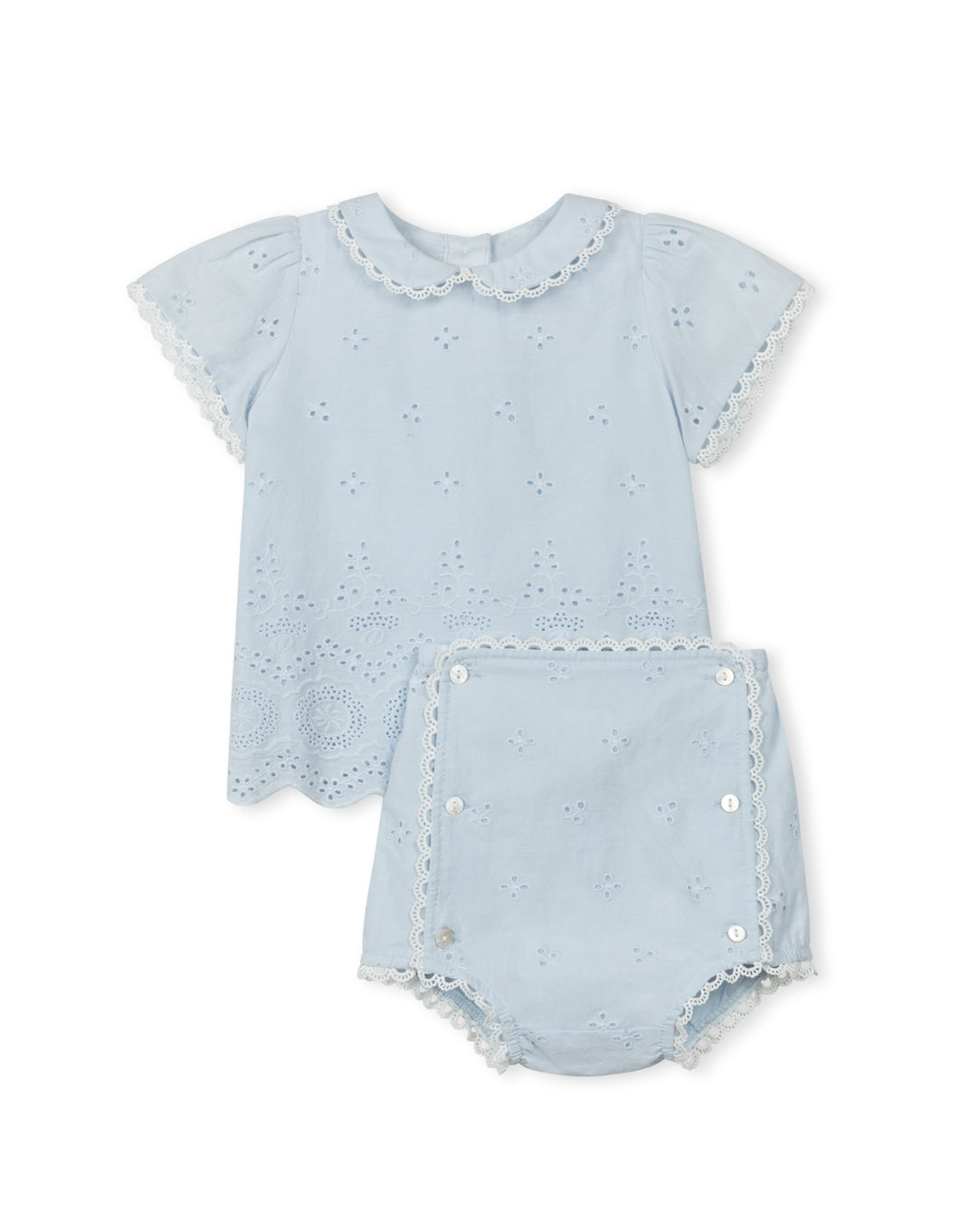 Avery Eyelet Lace Trim Blouse And Bloomer