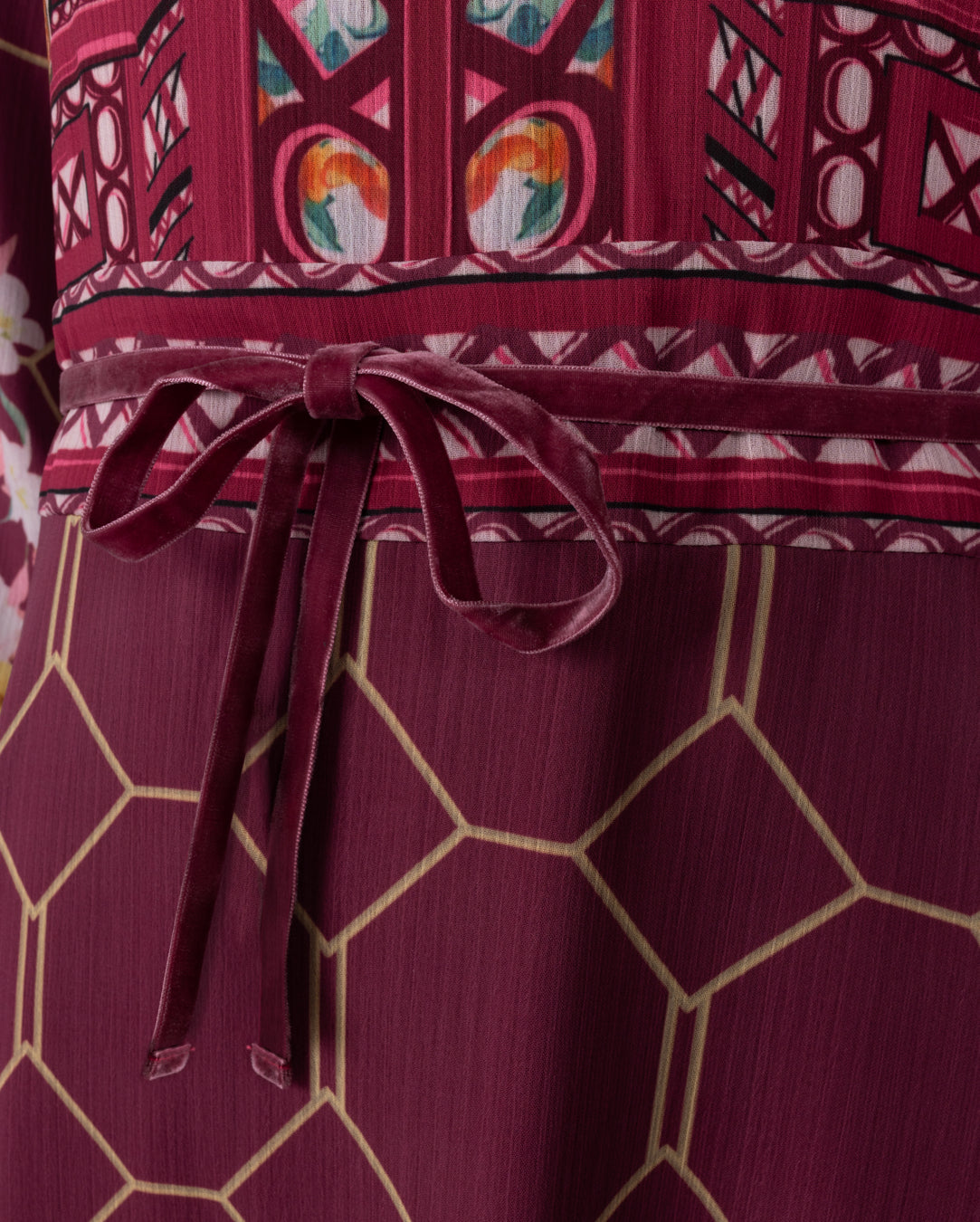 Chiffon Printed Waisted Maxi Dress