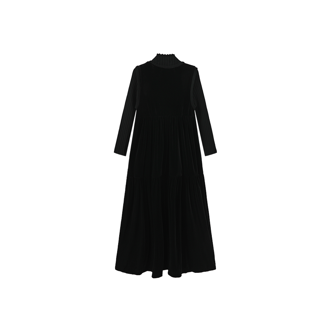 Velour Maxi Dress with Turtleneck