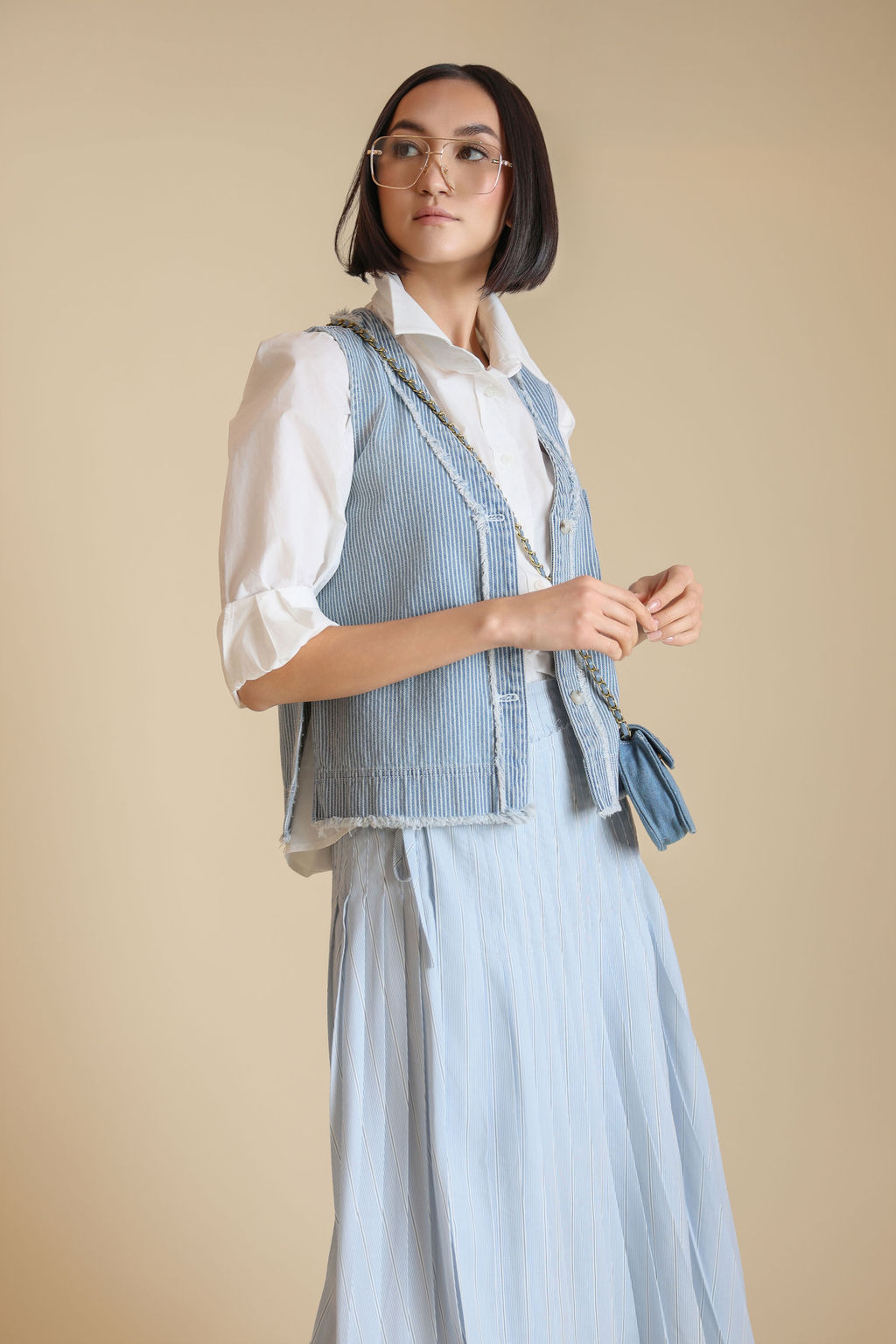 Checked And Striped Skirt - Junees