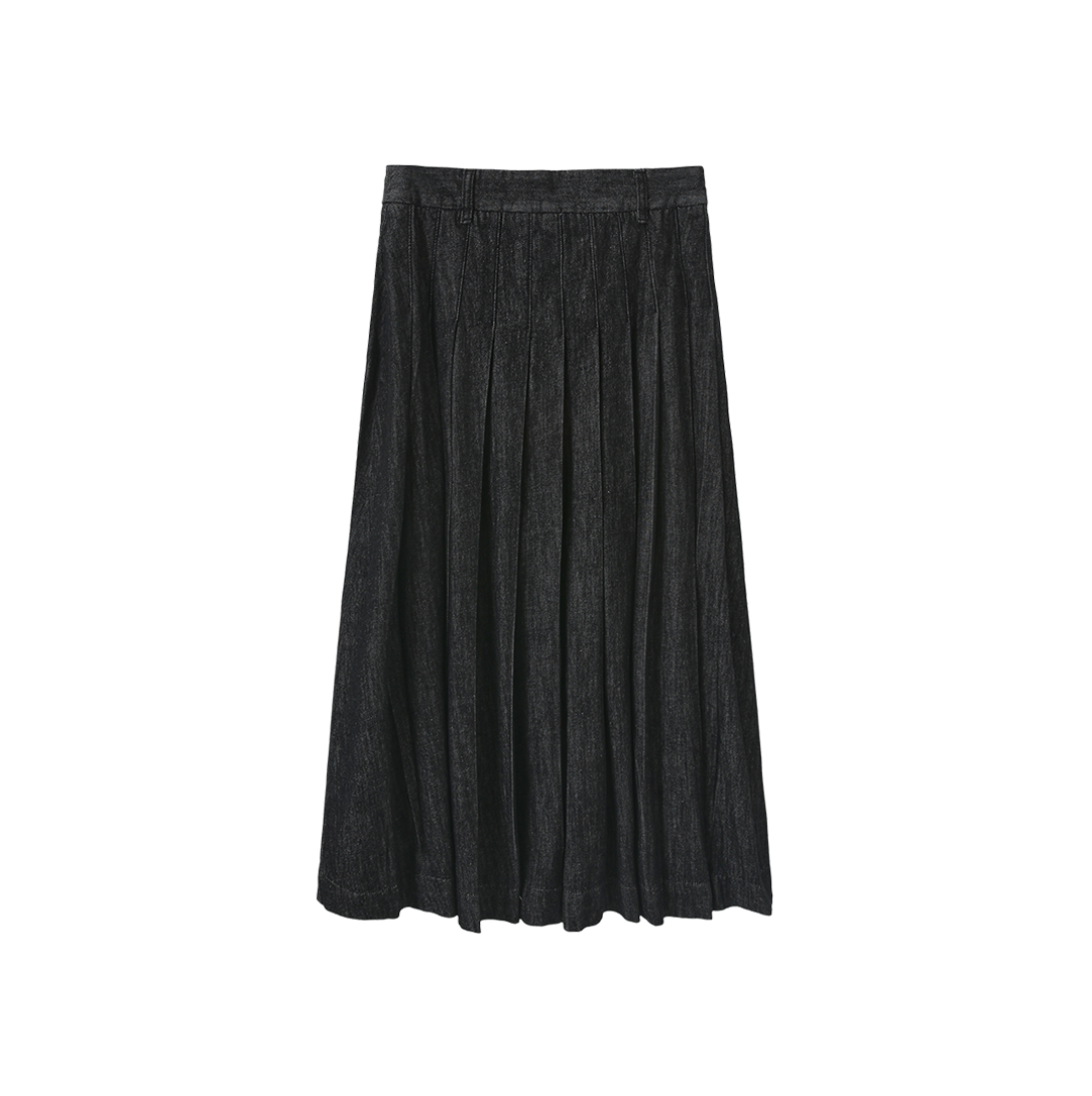 Pleated Denim Skirt with Belt Loops