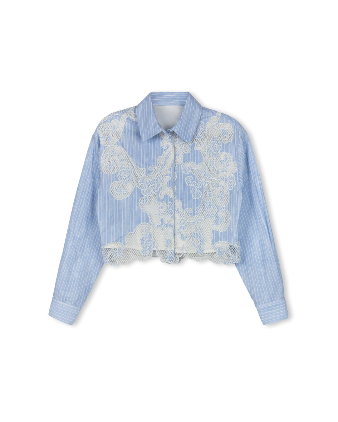 Lace Pinstripe Blouse