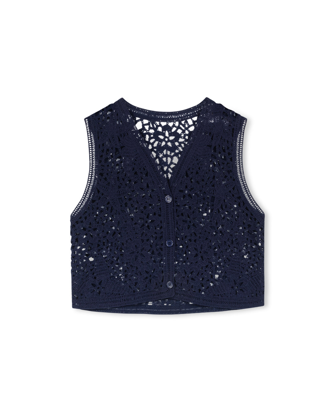 Crochet Floral Knit Vest W-17092