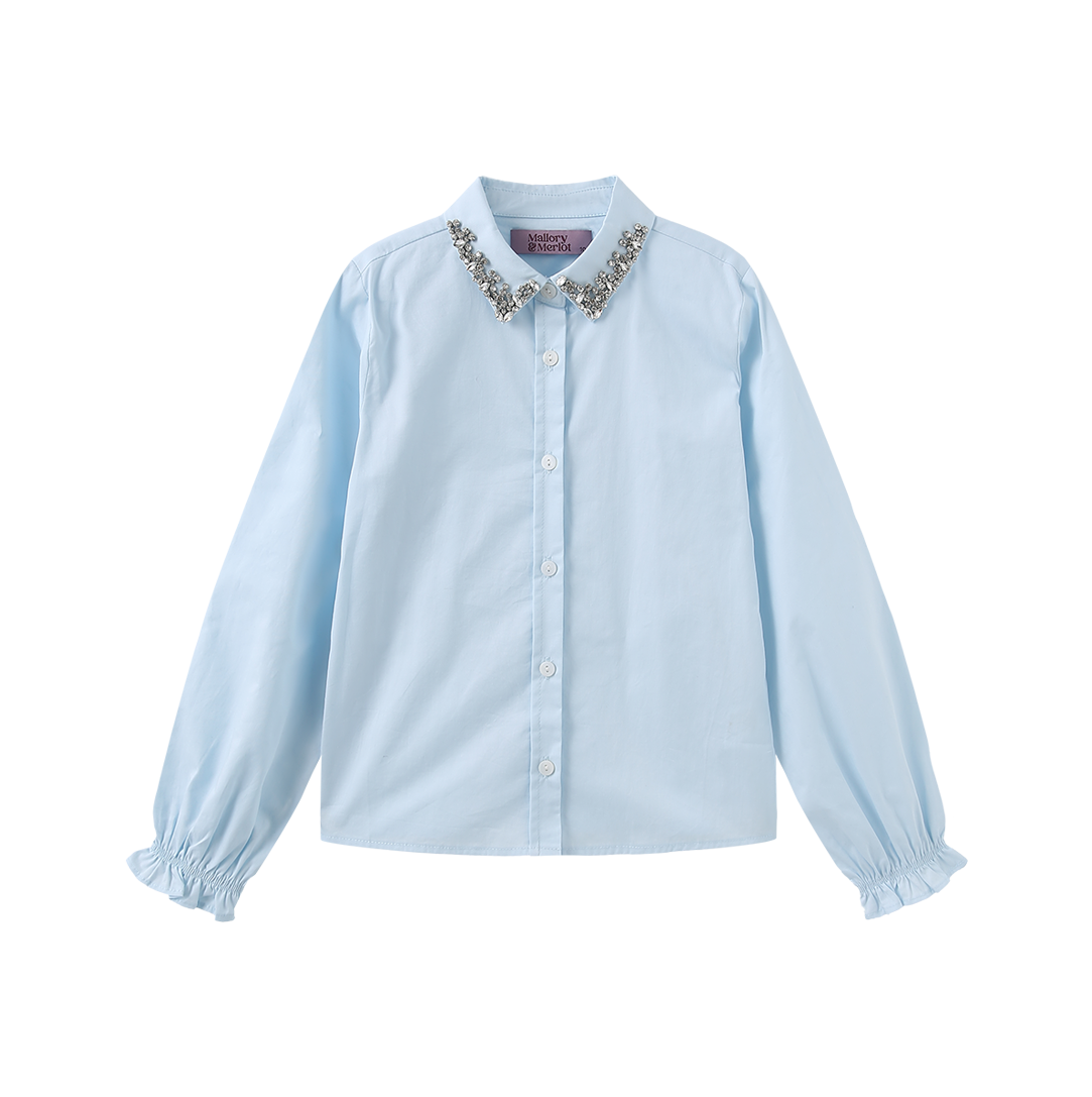 Beaded Collared Trim Blouse