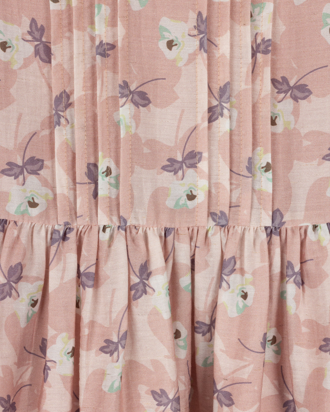 Floral Top Pleat Collared Dress