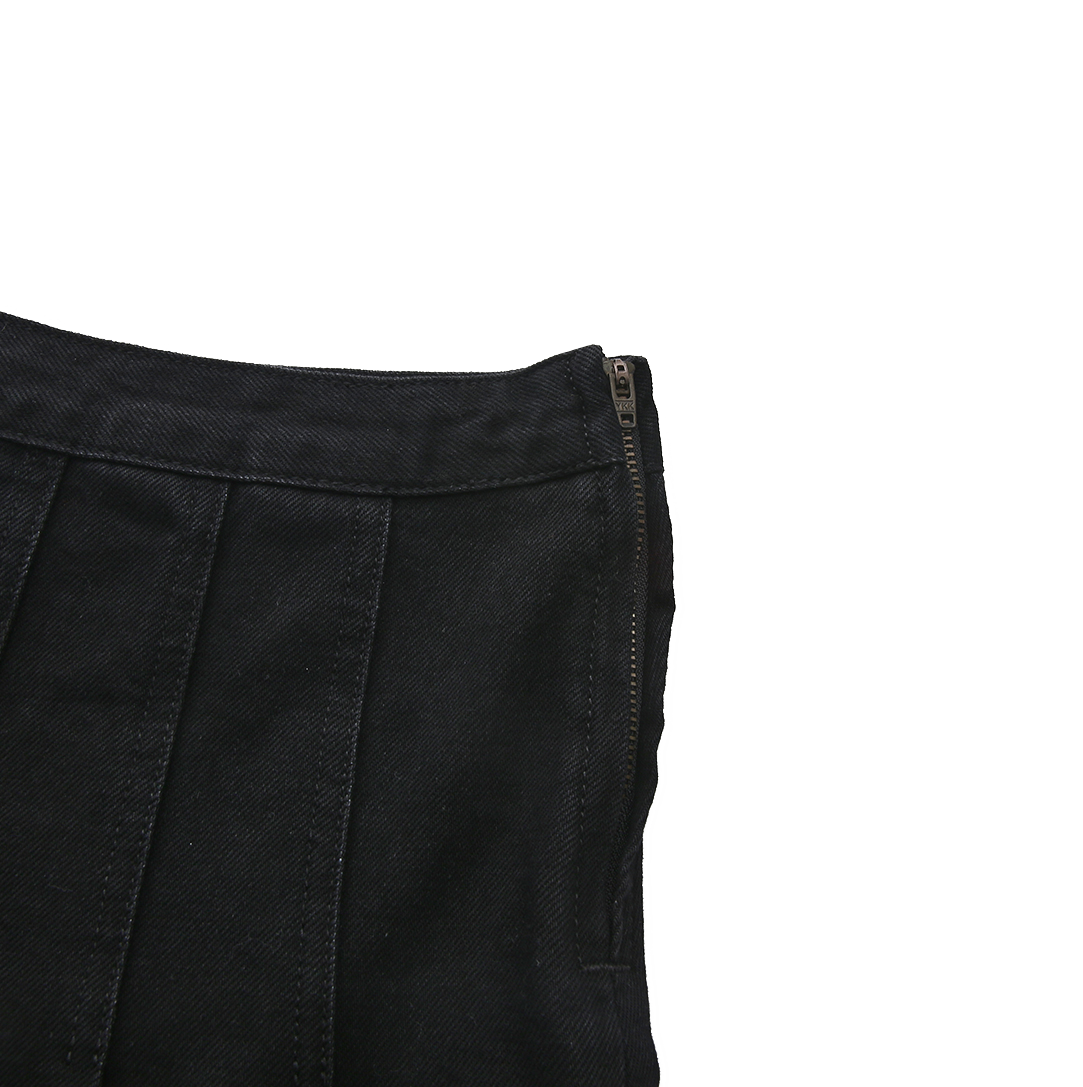 Box Pleat Denim Skirt