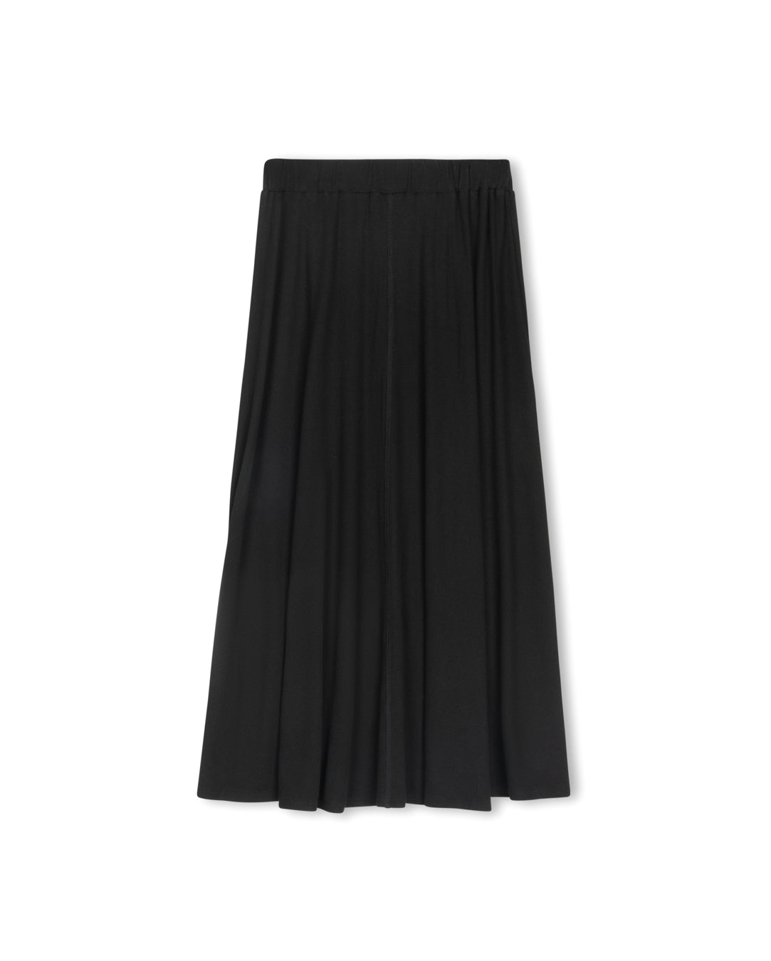 Black Ribbed Aline Midi Skirt