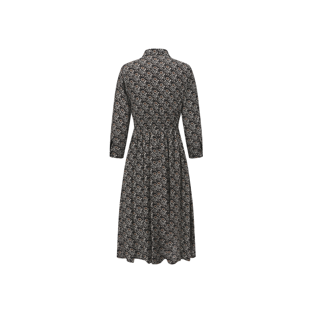 Printed Poplin Double Waisted Dress