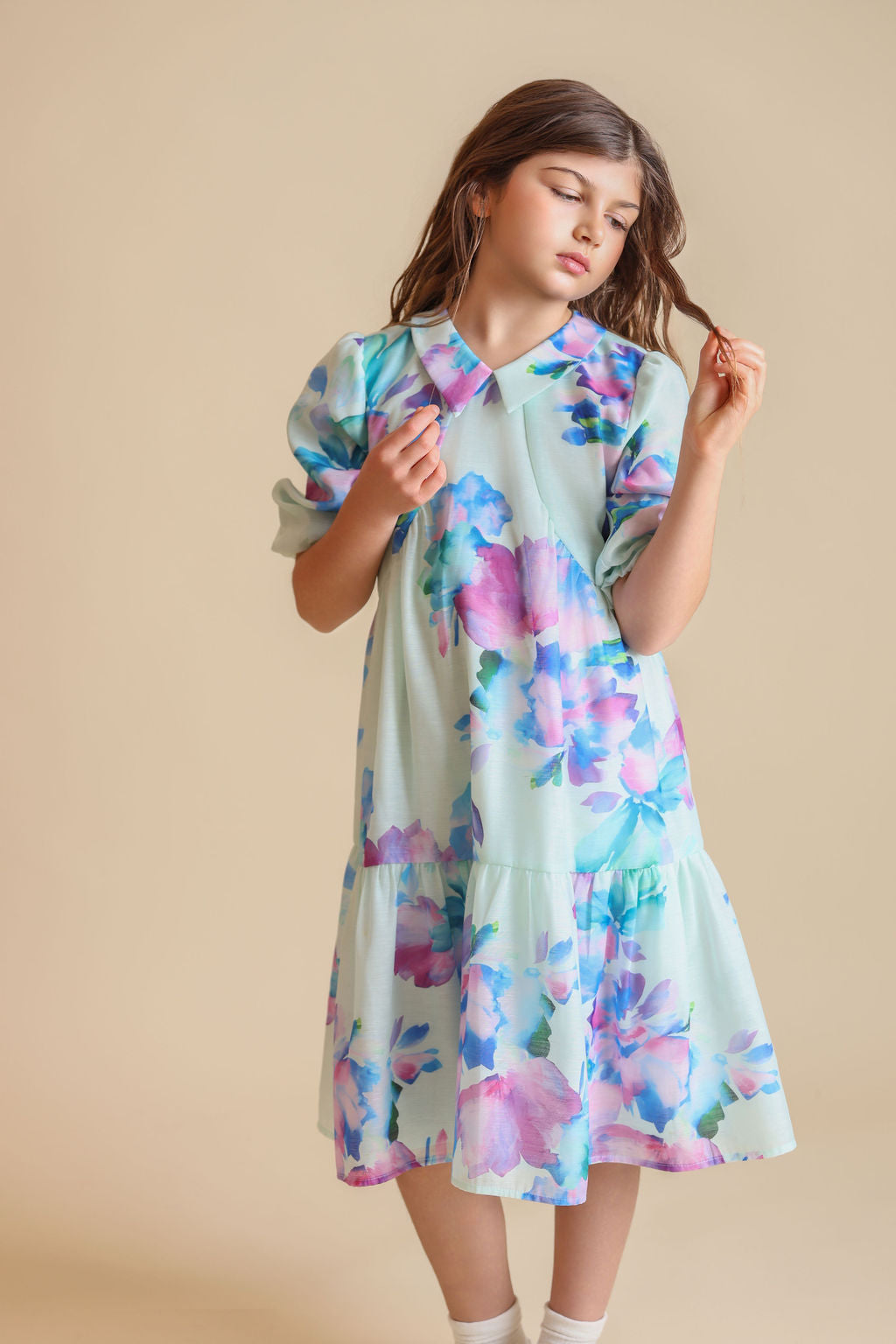 Big Collar Tiered Dress