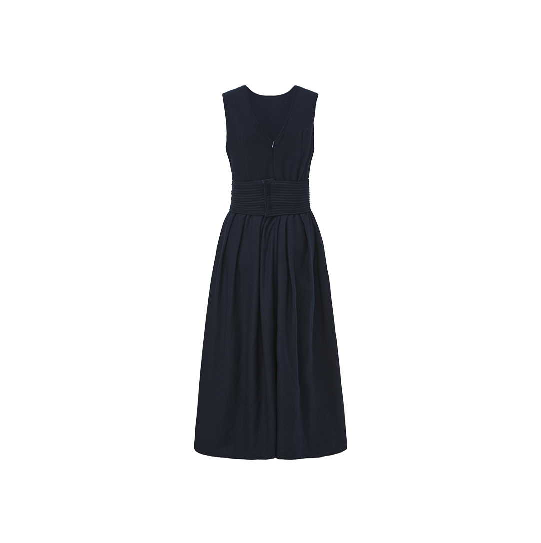 Pleated Waist Wool Dress
