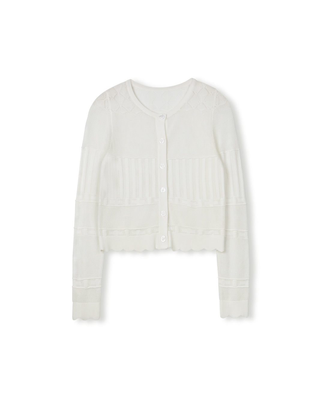 Pointelle Scalloped Cardigan - Junees