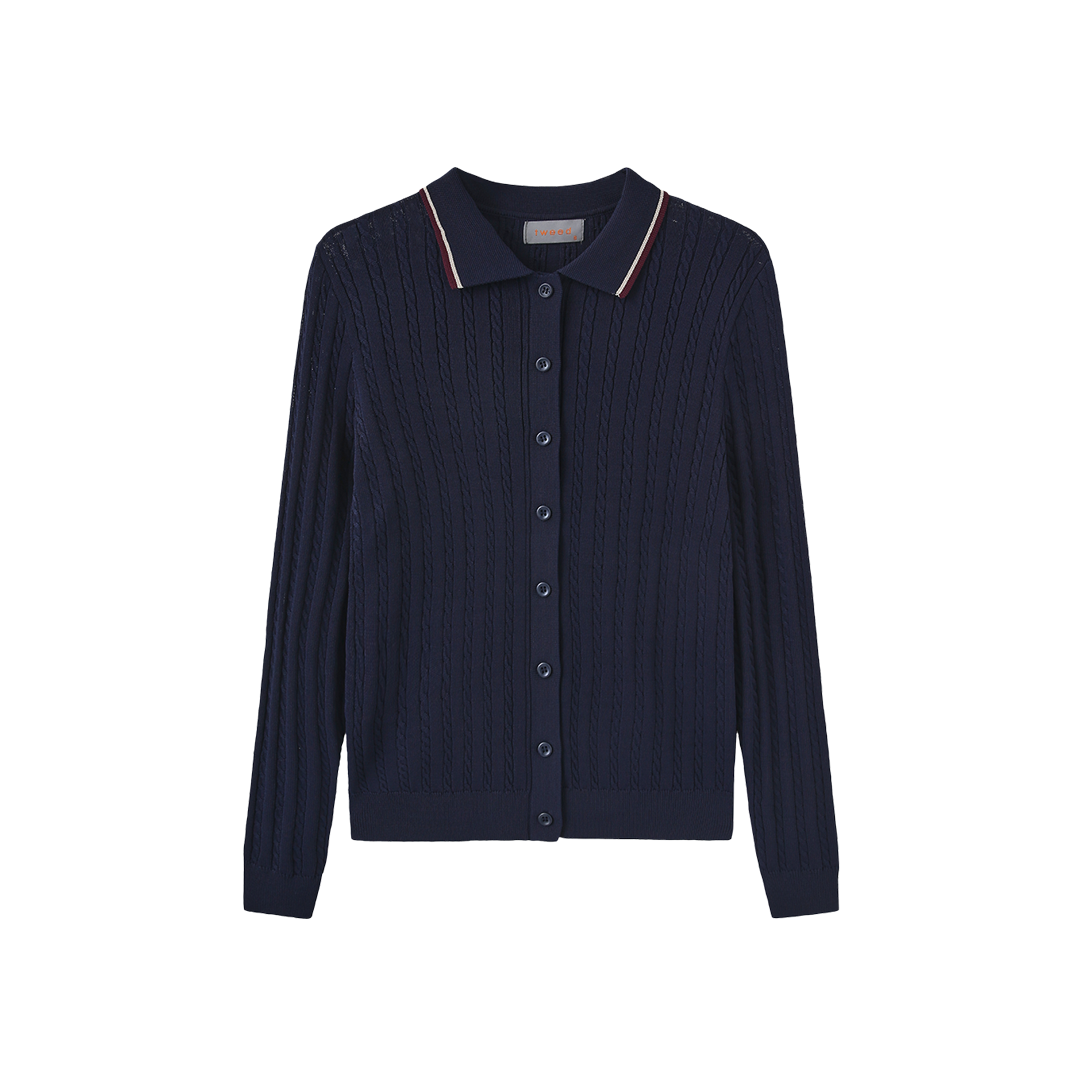 Rye Cable Knit Collared Cardigan