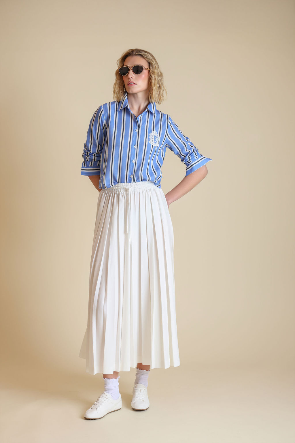 Embroidered Striped Blouse