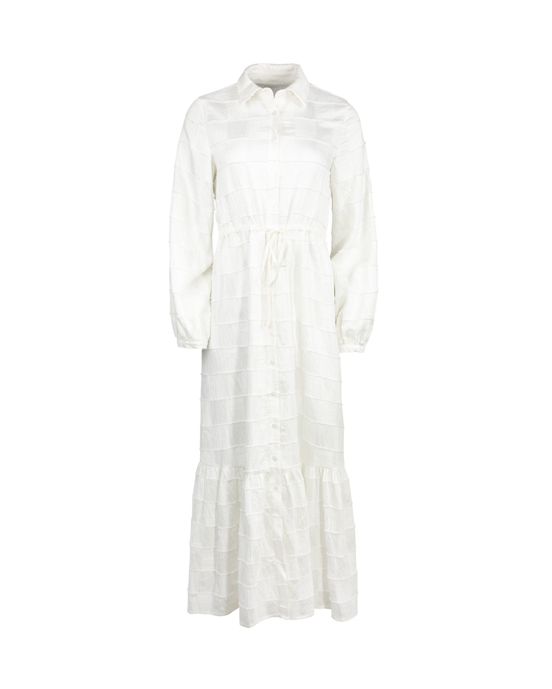 Textured Drawstring Maxi Dress