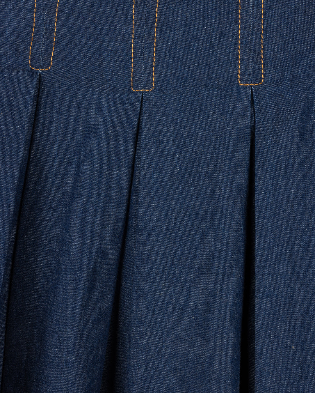 Chambray Topstitched Pleated Skirt - Junees