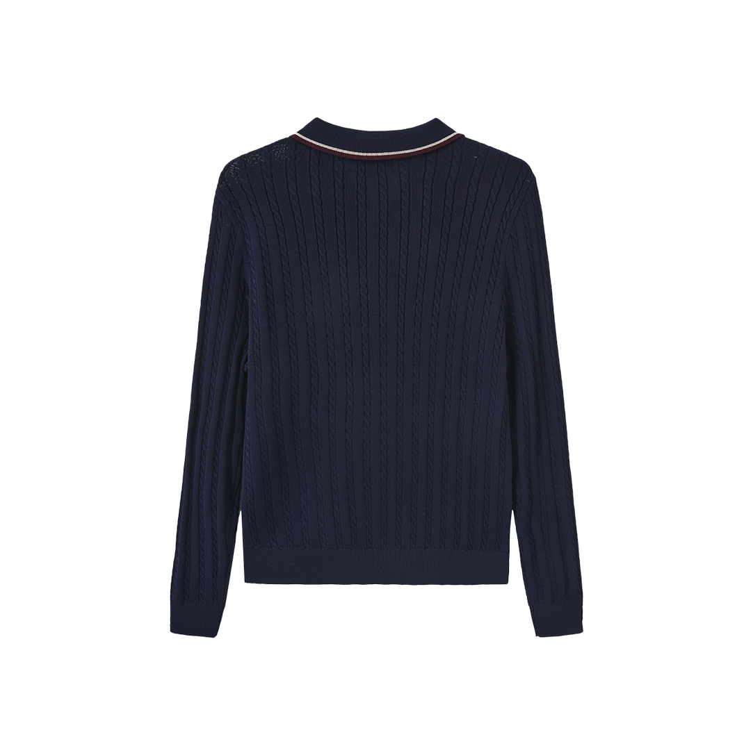 Rye Cable Knit Collared Cardigan