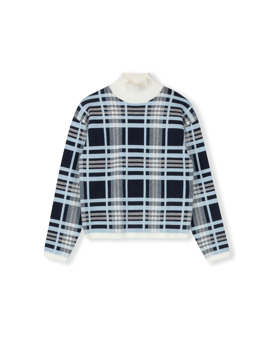 Large Plaid Knit Turtleneck