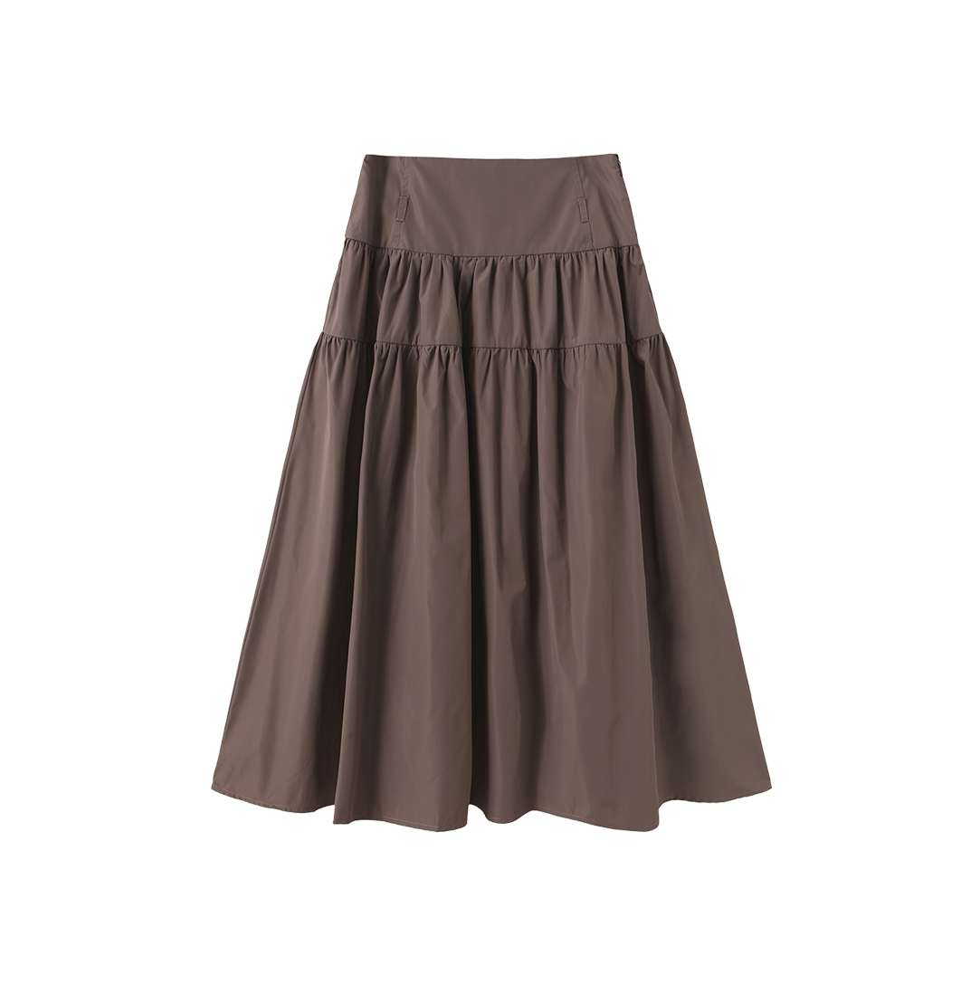 Merry Raincoat Shirred Midi Skirt