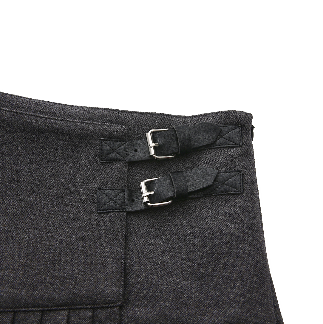 Crepe Pleated Buckle Skirt