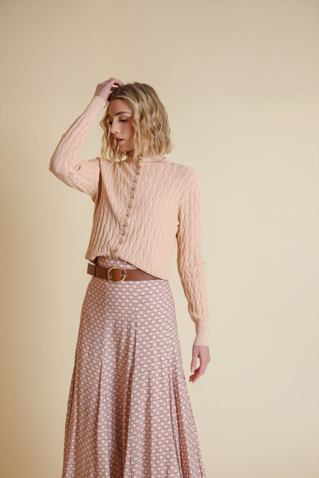 Cane Printed Flowy Maxi Skirt