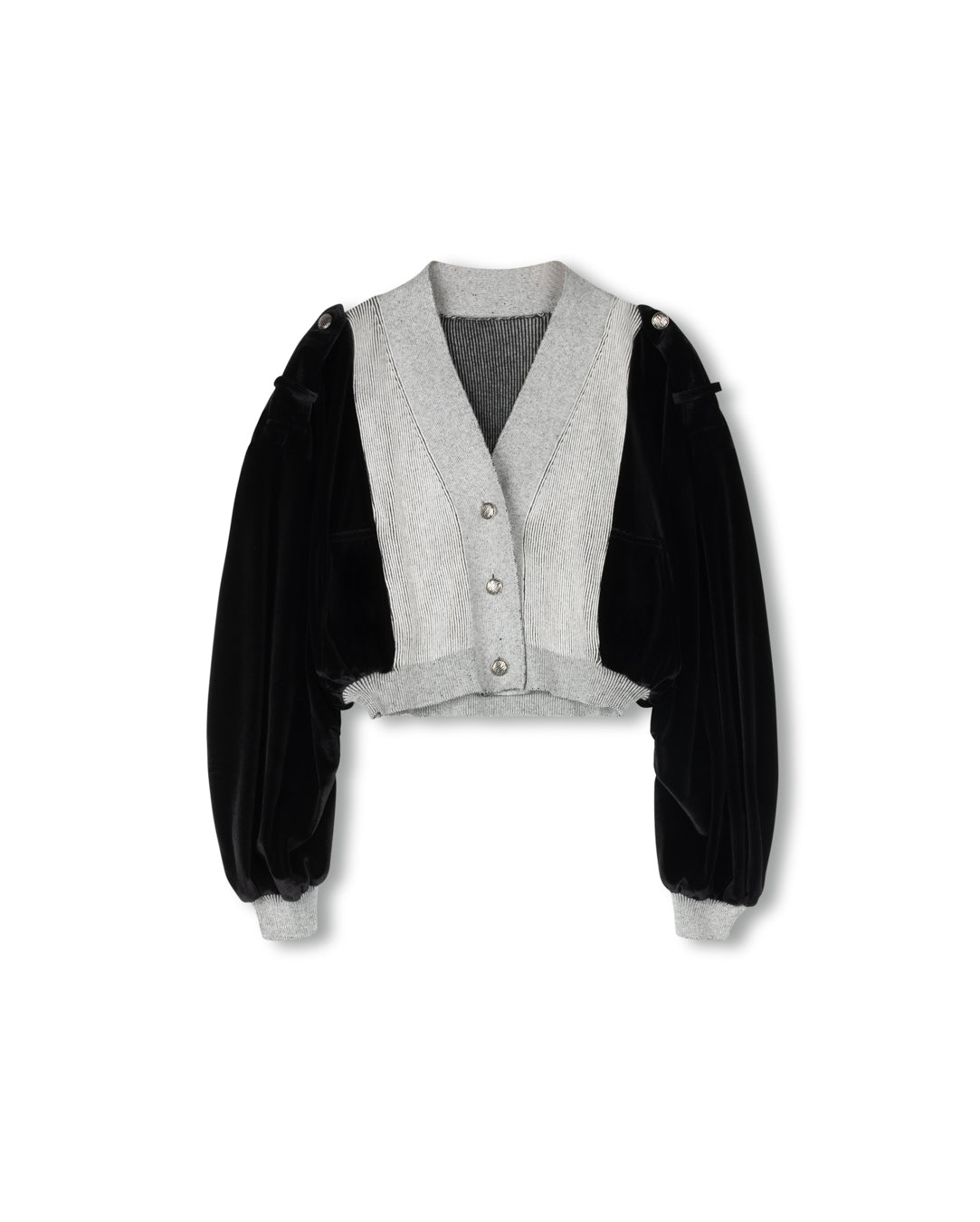 Velour And Knit Crop Cardigan