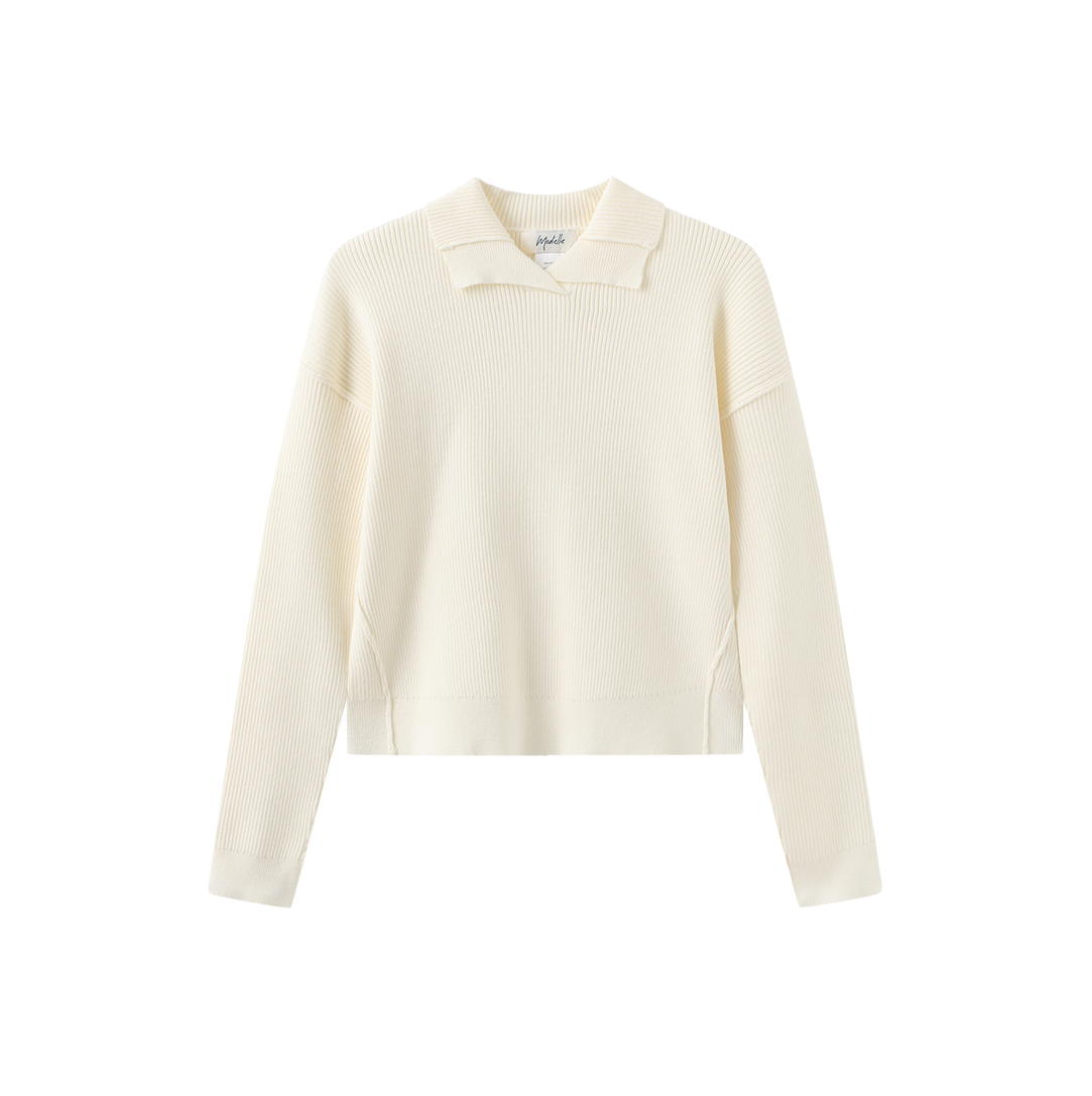 Collared Ribbed Knit Top