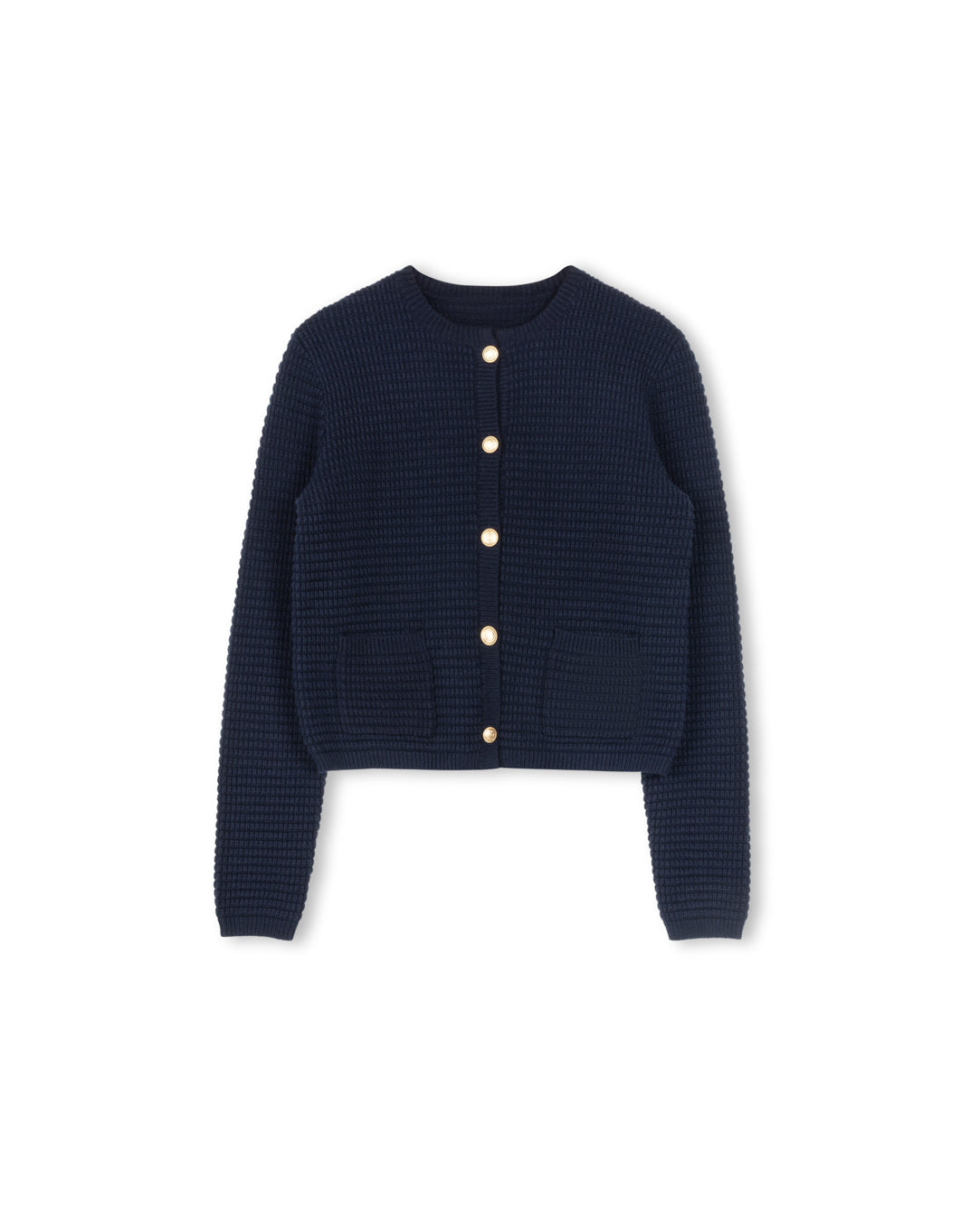 Knit Gold Button Cardigan W-23175