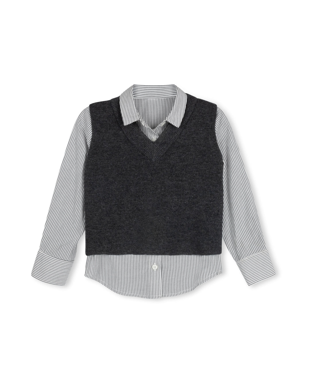 Pinstriped Shirt And Vest Set C-19424