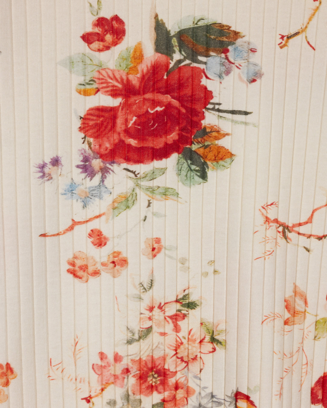 Floral Printed Ribbed Tee