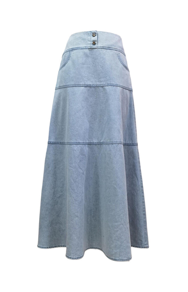 Denim Seamed Skirt