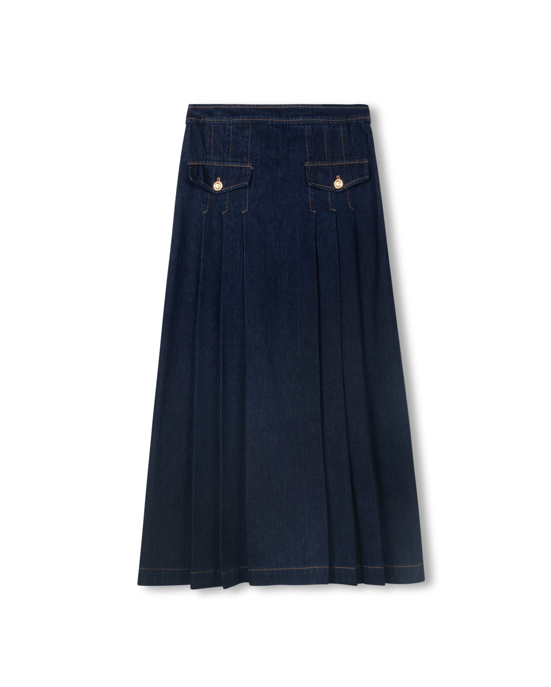 Center Pleat Pocket Denim Skirt - Junees