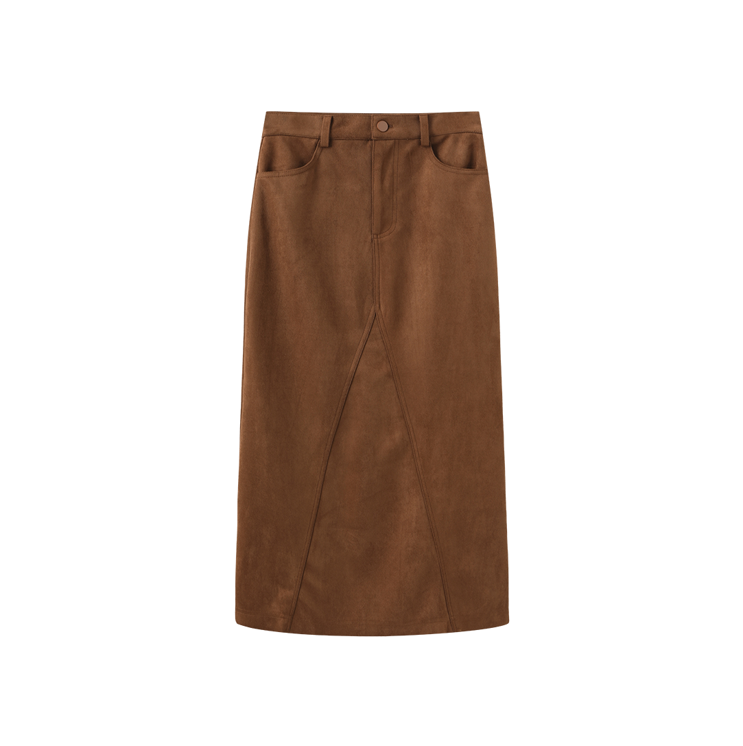 Suede Seam Midi Skirt
