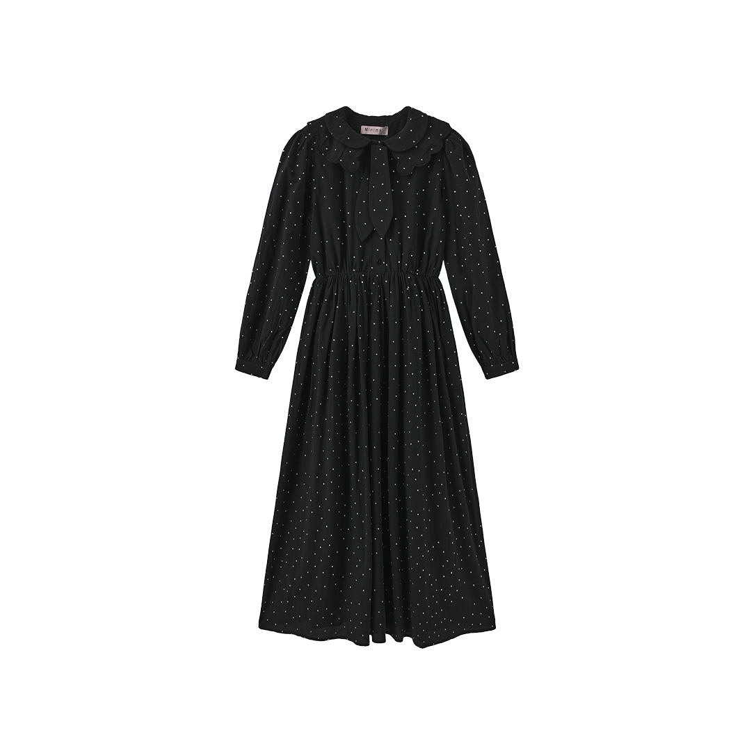 Gem Stone Scalloped Neck Dress