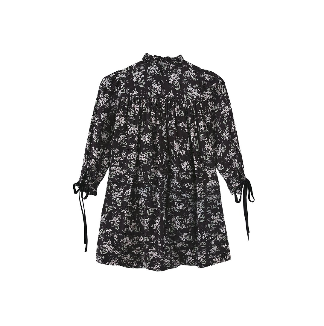 Ruffle Neck Floral Dress