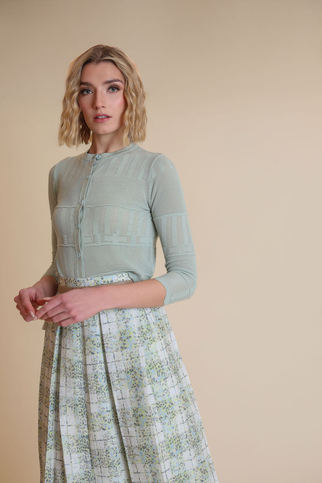 Pointelle Scalloped Cardigan - Junees