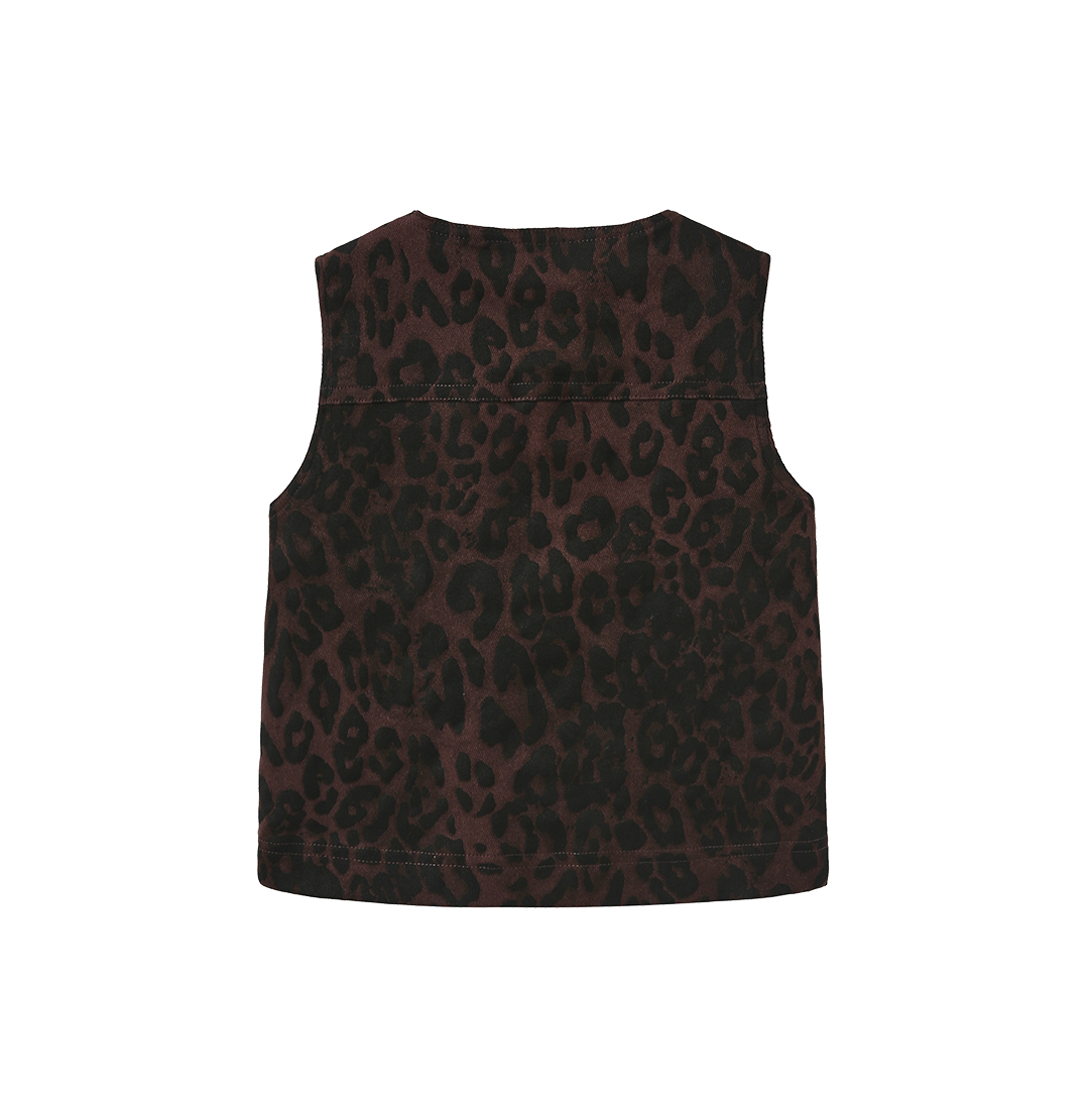 Brent Leopard Denim Vest