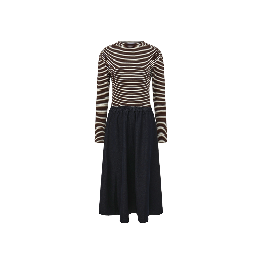 Striped Knit Denim Dress