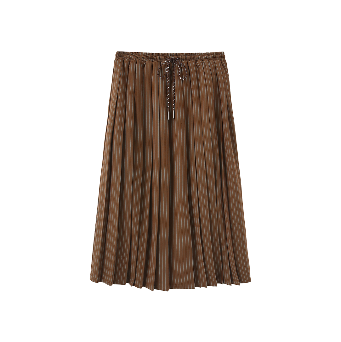 Pinstripe Pleated Drawstring Skirt