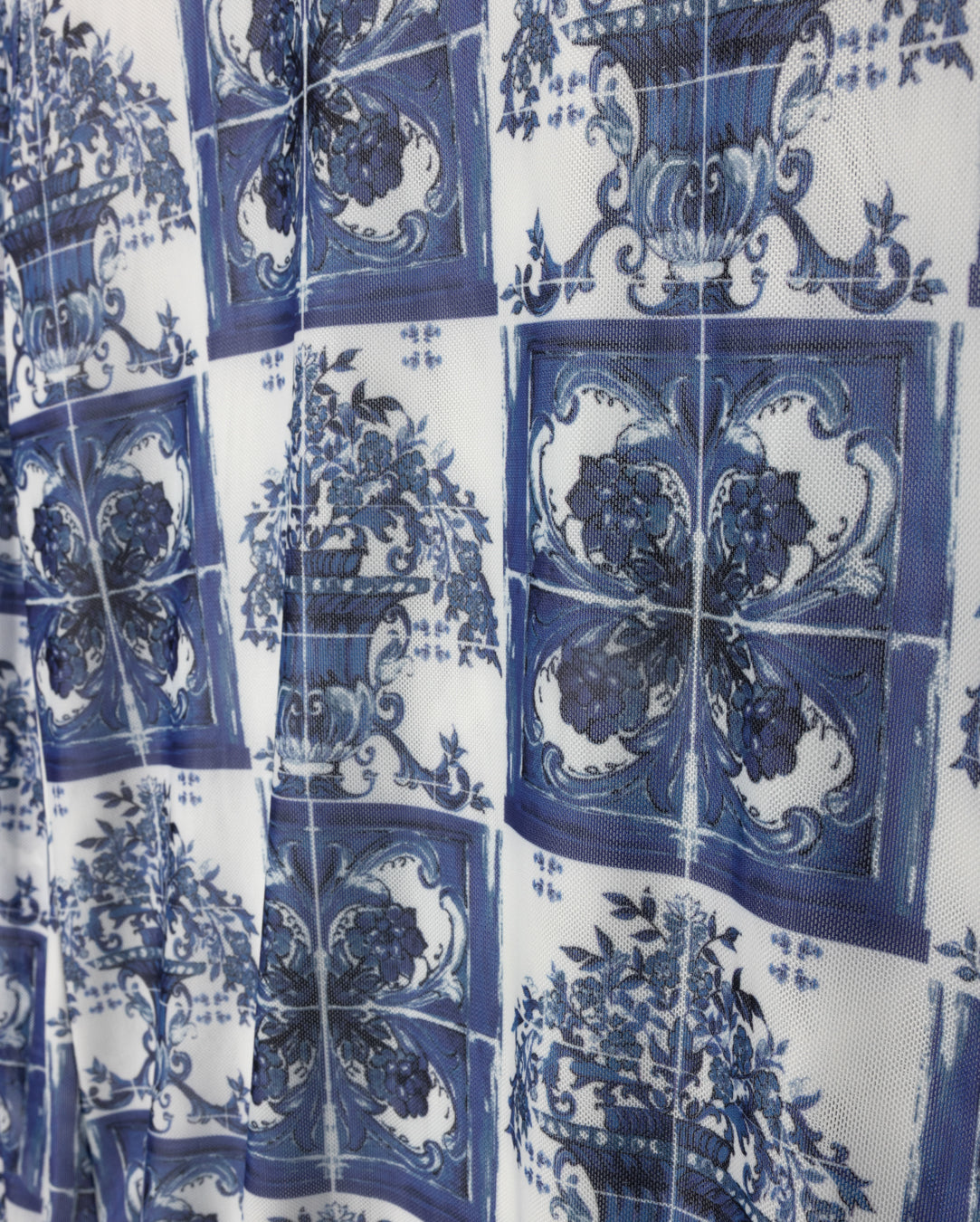 Crinkle Print Printed Mesh Top