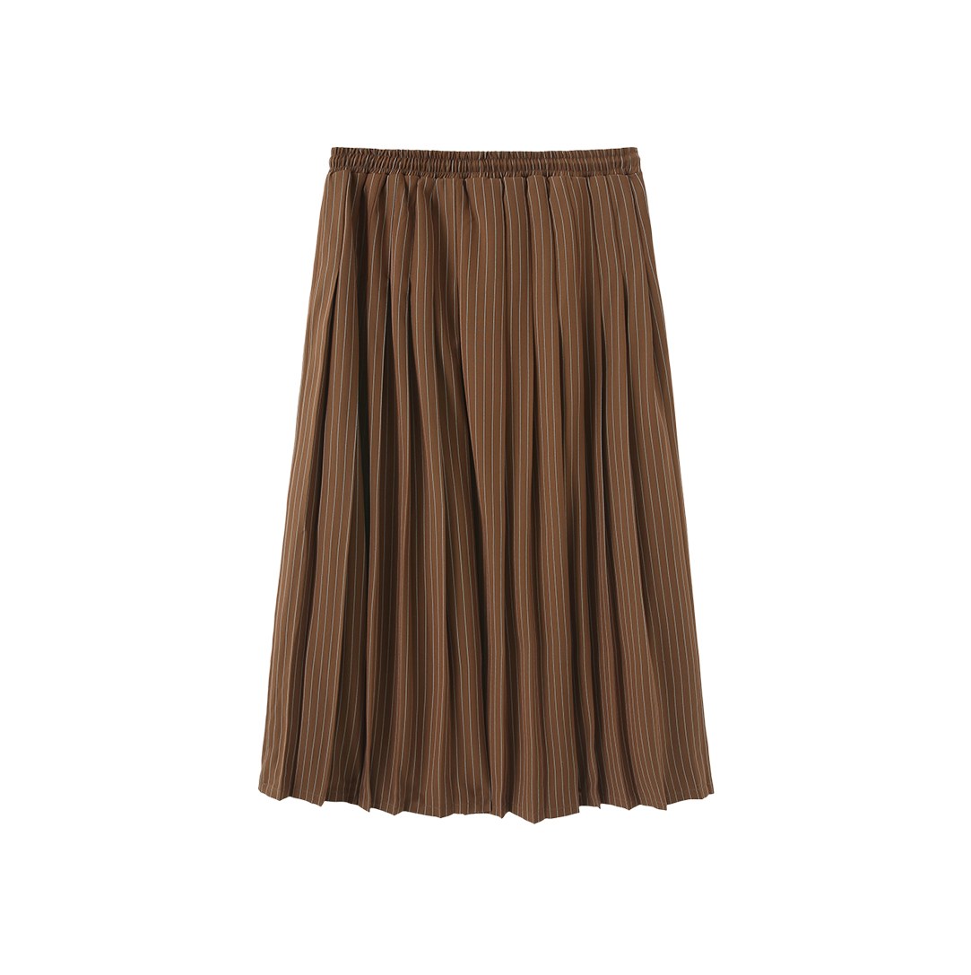 Pinstripe Pleated Drawstring Skirt