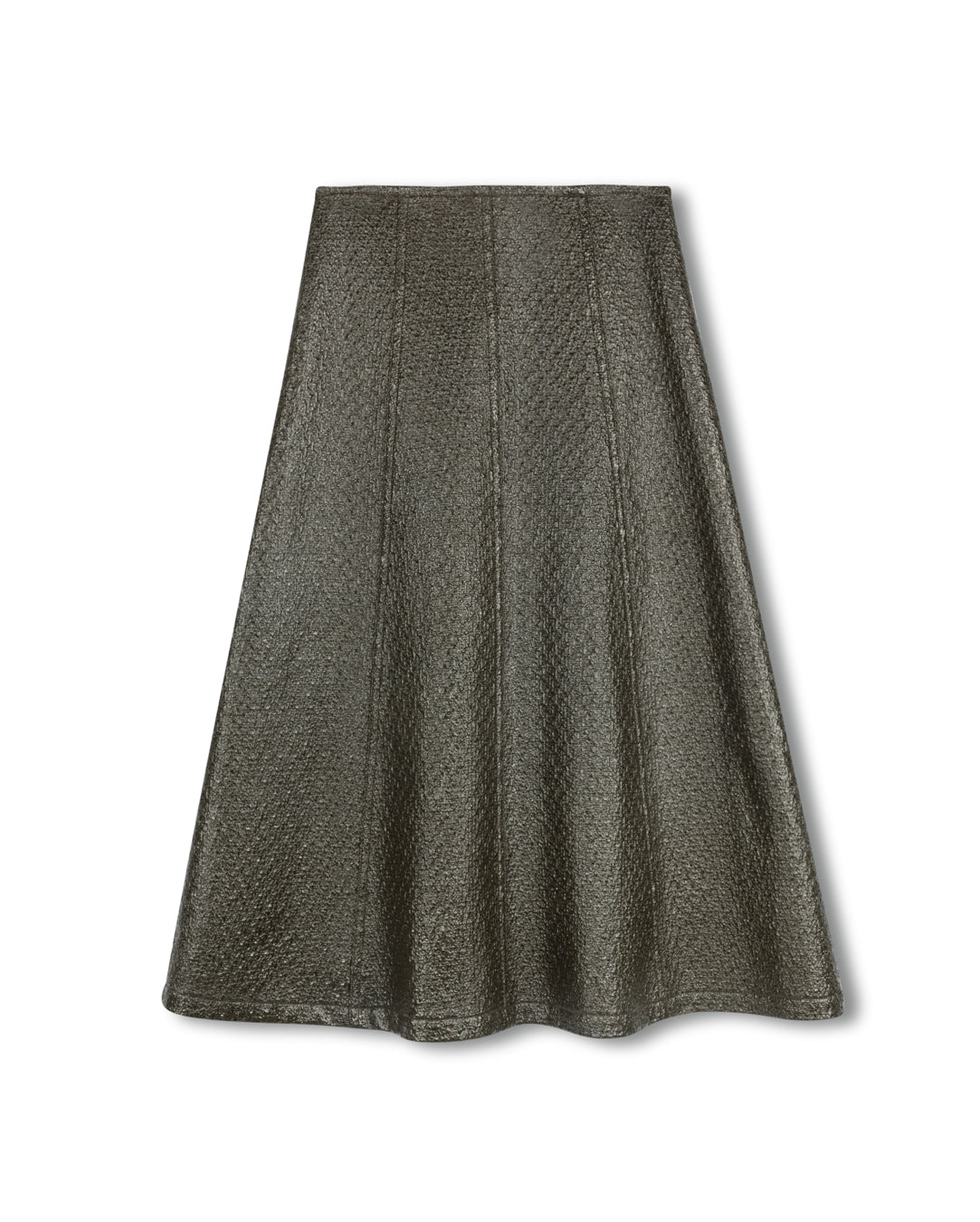 Pike Paneled Textured Leather Midi Skirt